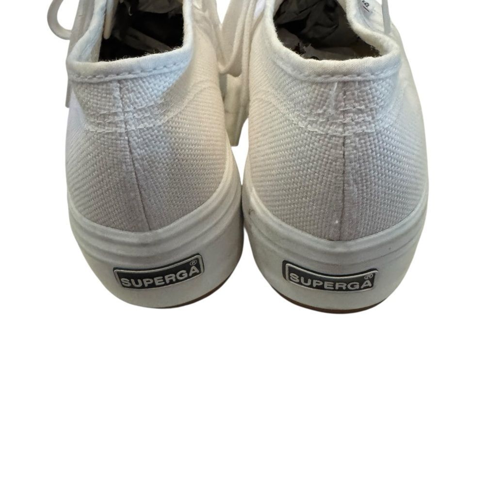 Superga Women's White Canvas Platform Sneakers 6 - Picture 5 of 6